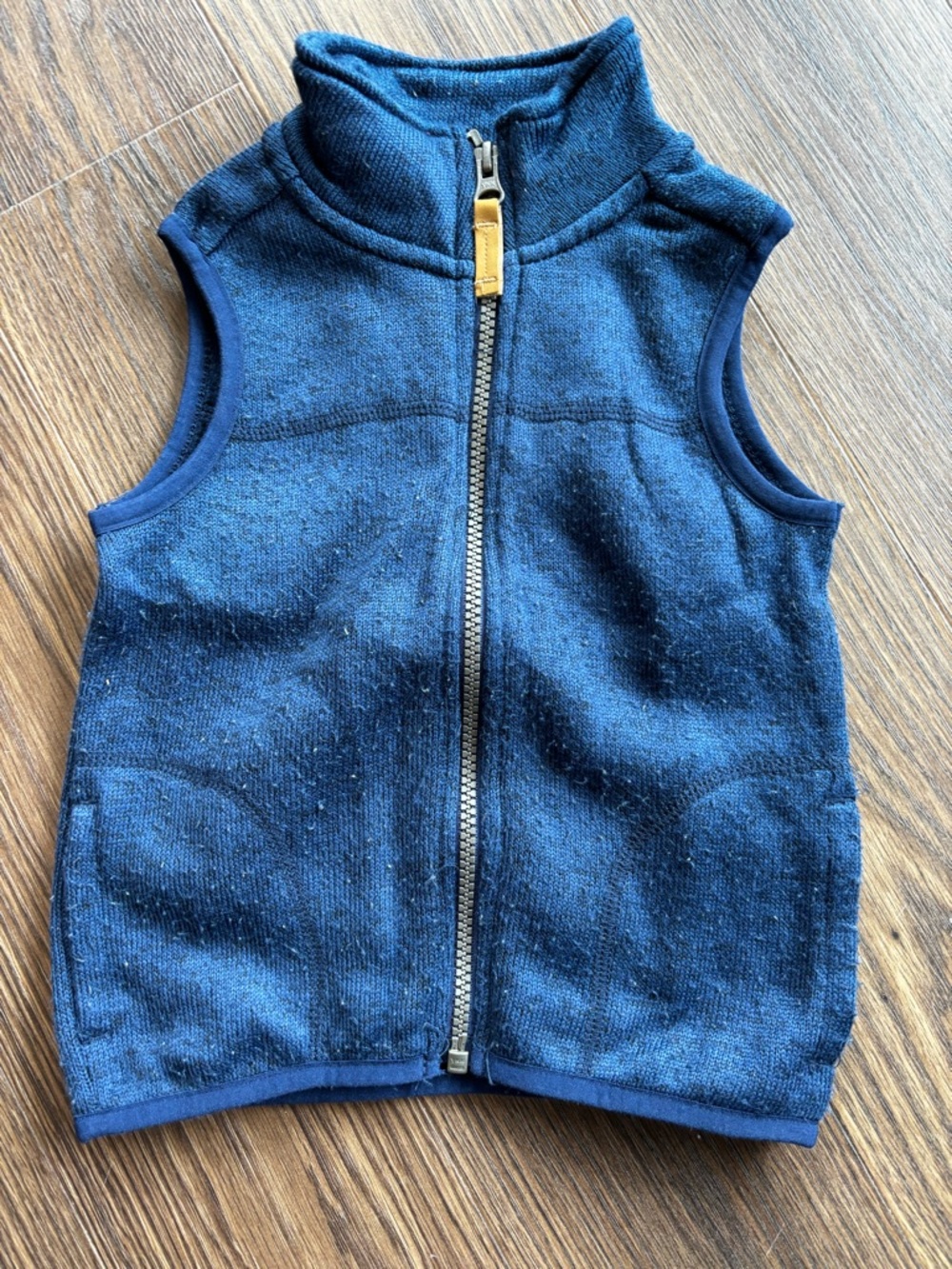Carter's Navy Blue Toddler Zip-Up Fleece Vest with Yellow Pull Tab